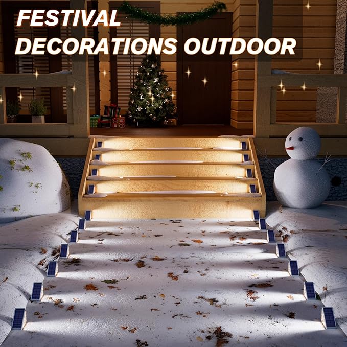 VOLISUN Solar Stair Lights 8 Pack, Solar Step Lights Waterproof IP67, Outdoor Step Light with 13 LEDs, Outdoor Lighting Decor for Yard Stair, Patio, Front Step, Front Porch and Deck(Cool White)