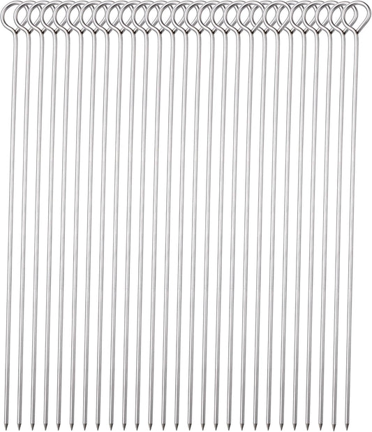 30 Pack 10 Inch Metal Barbecue Skewers, Stainless Steel BBQ Skewers, Shish Kebab Kabob Skewers (BBQ 10Inch-30p)