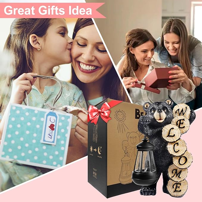 Solar Garden Decor Statues Figurine: Garden Art for Patio Balcony Yard Lawn - Unique Christmas Birthdays Gifts for Mom Grandma Women Wife Sister