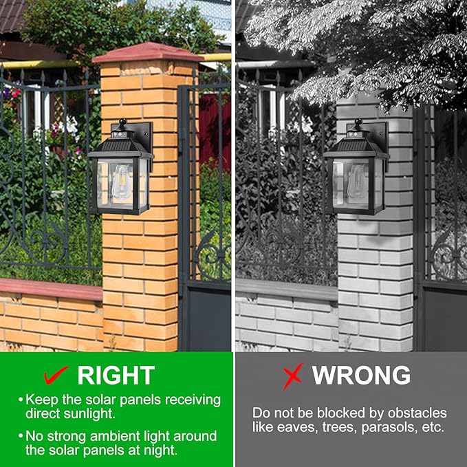 Solar Wall Lights Outdoor, Dusk to Dawn Solar Sconces, Motion Sensor Porch Lights Waterproof with 3 Lighting Modes, Exterior Wall Lantern Outside for Patio Garage Entryway Garden Shed