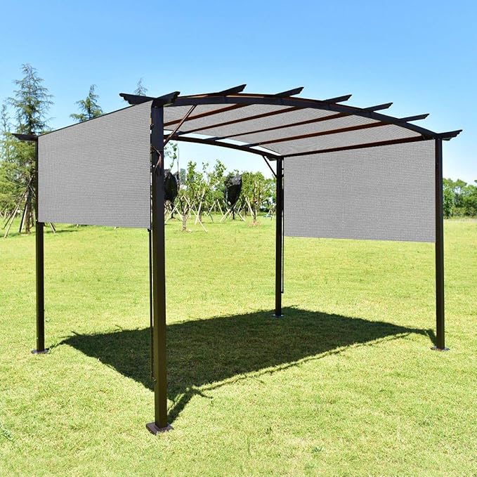 Eden's Decor Straight Flat-Edged Sun Shade Sail Rectangular 12' x 15' Grey UV-Blocking Outdoor Canopy Fabric Cloth Awning for Pergola Patio Garden Backyard Custom Size