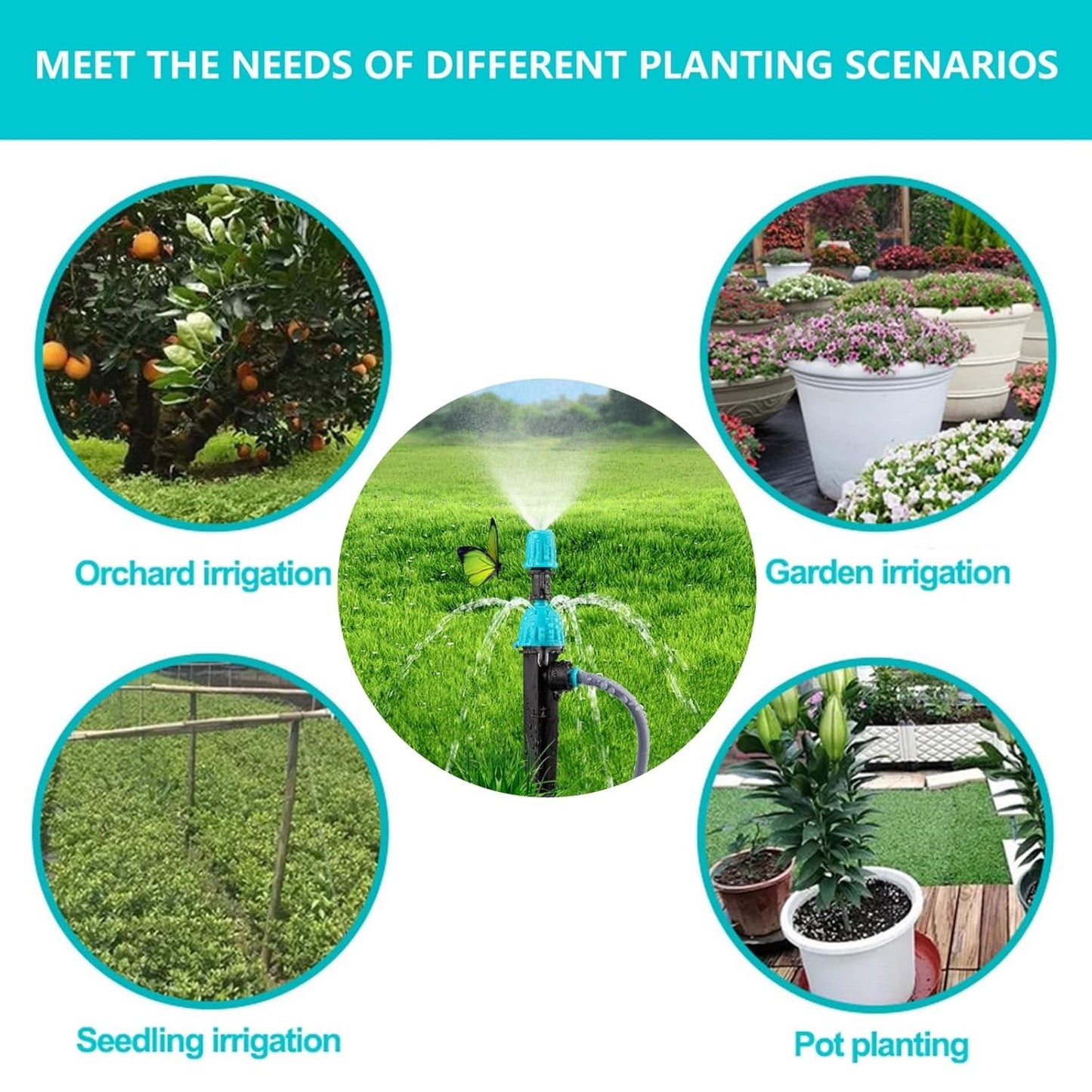 Drip Irrigation System,50FT Main Pipe and 16FT Branch Pipe,10 Adjustable Drippers with Piles, Quick Socket Connection.Plant Watering System of Garden Potted Elevated Garden Bed.(Dual-Purpose Nozzle)