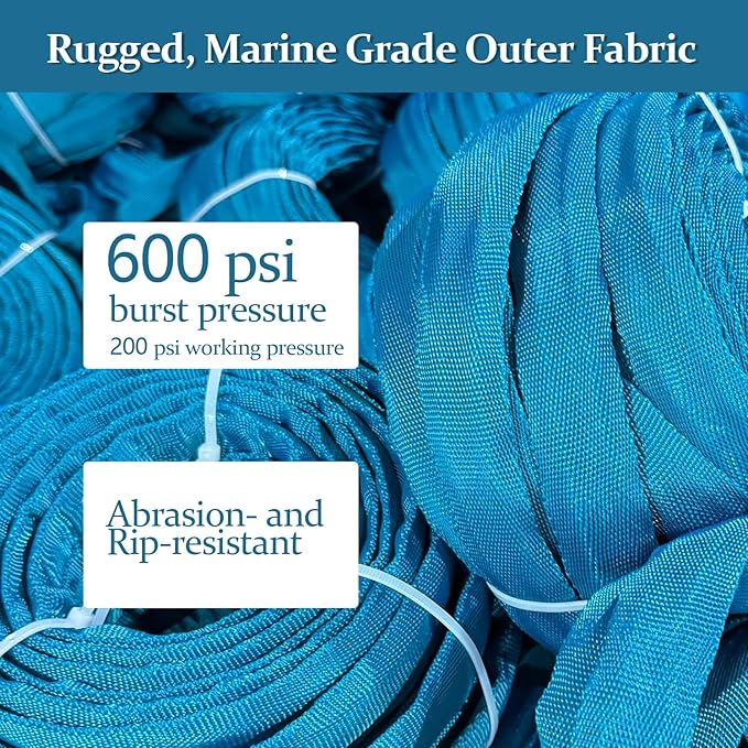 Garden Hose 100ft, Made of TPE(Not PVC), Ultra-Light & Flexible Water Hose with Solid Brass Fittings, Non-Shrinking, Easy to Storage, Drinking Water Safe Material, All-weather, SeaBlue