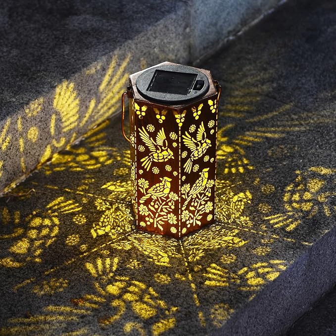 Outdoor Solar Lanterns Cardinal Bird Gift for Women/Mom/Grandma/Sister,Solar Lanterns Outdoor Waterproof Butterfly, Garden Decor,Christmas,Mother's Day,Thanksgiving Gifts,Solar Decoration for Yard