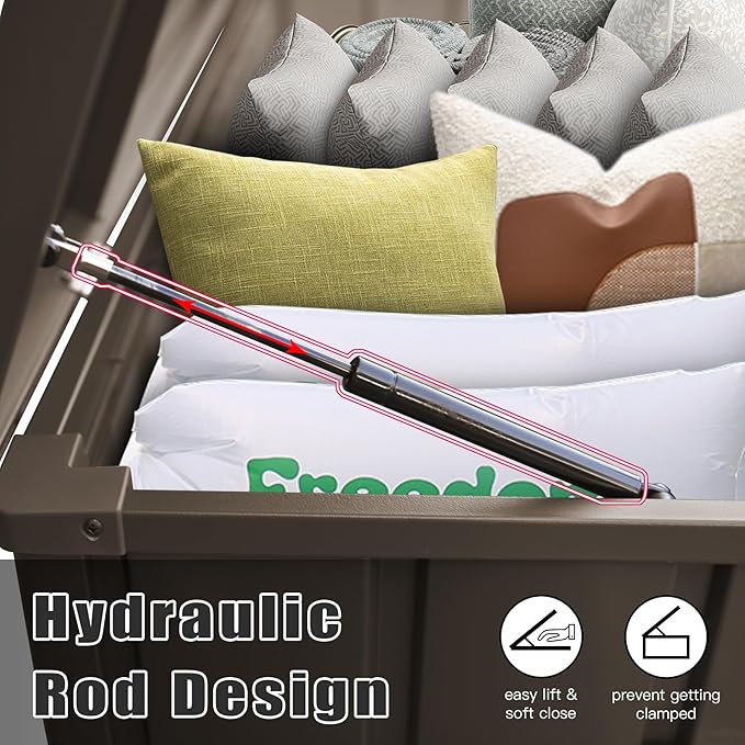 Domi Outdoor Deck Box 100 Gallon, Waterproof Lockable Steel Outdoor Storage Container for Outside Cushions, Garden Tools and Pools Equipment (Dark Brown)