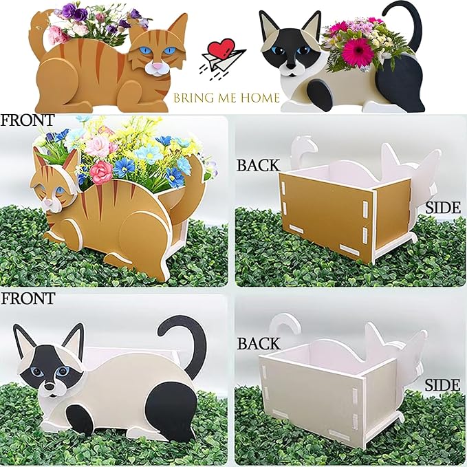 Yellow Cat Planter Plant Pots,Cute Garden Cat Flower Planter,Cat Planters Birthday Gifts for Women,Office,Indoor/Outdoor Decor（12.5 * 5.6 * 7.8in）
