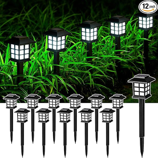 SOLPEX Solar Outdoor Lights,12 Pack Solar Path Lights, Solar Walkway Lights Outdoor, Solar Garden Lights, Solar Pathway Lights Outdoor Waterproof for Garden, Yard, Landscape and Driveway(Cold White)