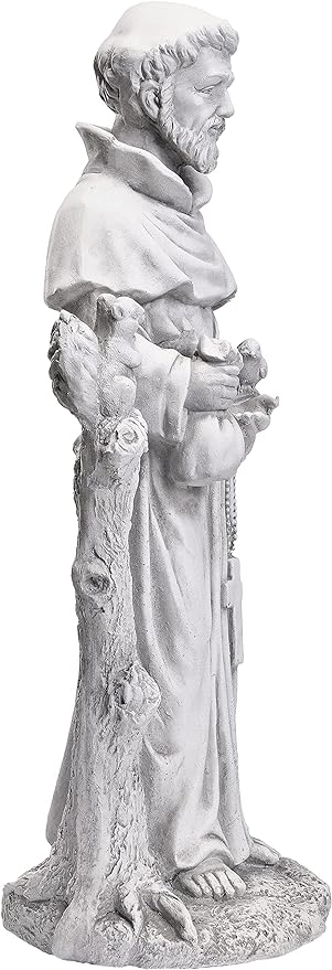 TOETOL St Francis Garden Statues 31 Inch Saint Francis of Assisi Catholic Christian Yard Decor Lawn Garden Patio Outdoor Sculptures Magnesium Oxide Stone Grey Garden Art Decorations