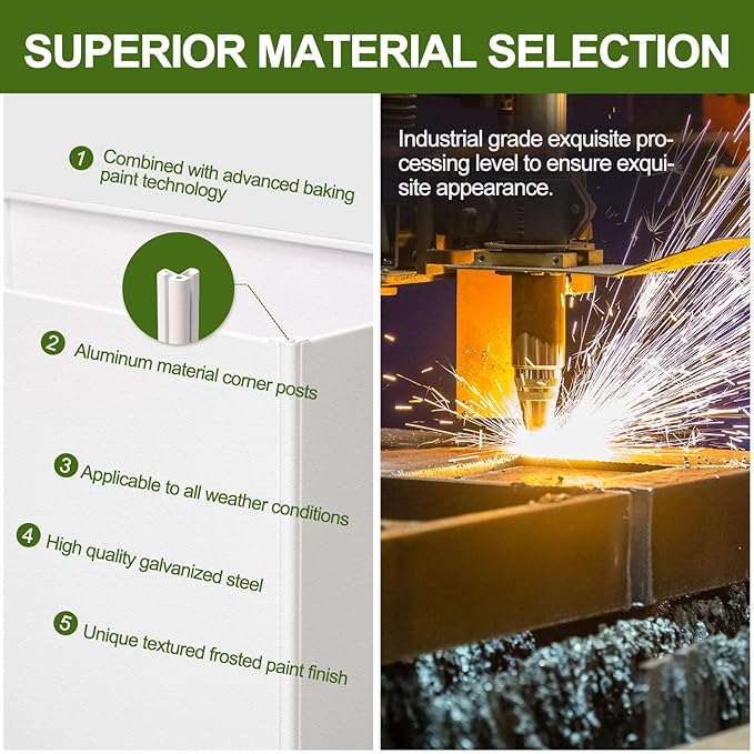 Planter Box Rectangular Block - 24×16×12IN Galvanized Steel Metal Long Box Planter Easy Installation Modern Outdoor Tall Planters All-Weather Use with Drainage Holes for Patio/Porch(White)