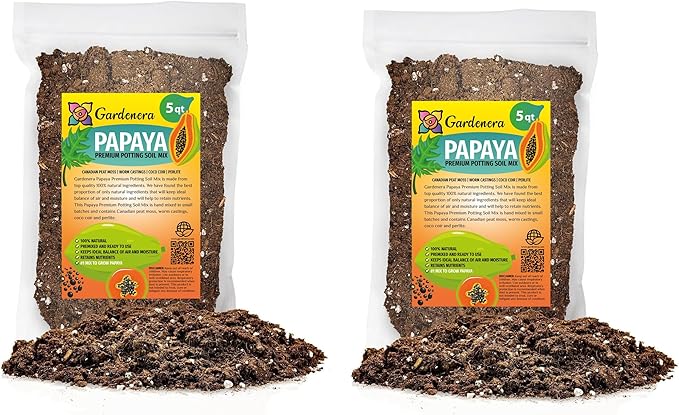 Papaya Plant Potting Soil - All-Natural Blend for Thriving Papaya Plants - Boosts Root Health and Fruiting Potential - 10 Quart