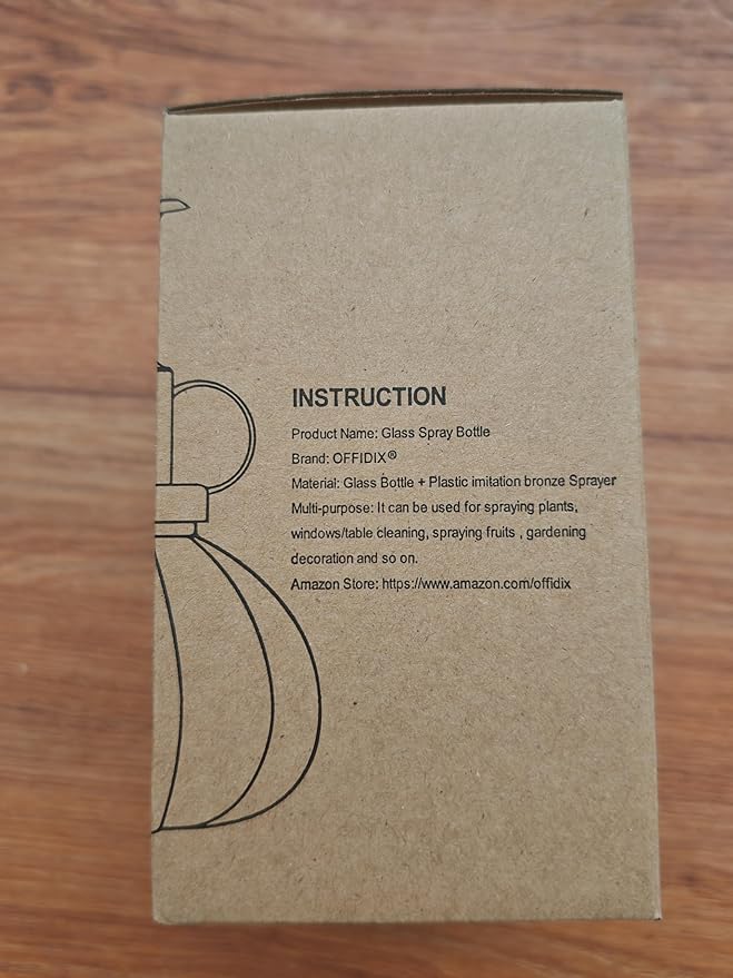 OFFIDIX Glass Spray Bottle,Flower Mister Watering Can Pot 6.3" Tall Spritzer Bronze Plastic Top Pump One Hand Watering Can Indoor Plant Mister Spray Bottle for Garden, Plants, Cleaning