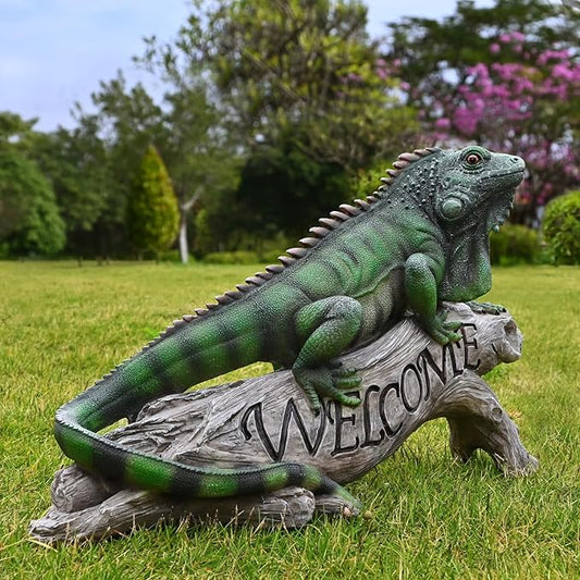 Patio Chameleon Figurine Garden Decor Lizard Outdoor Statue Yard Decoration Home Sculpture Outside Accessory Lawn Welcome Sign Iguana