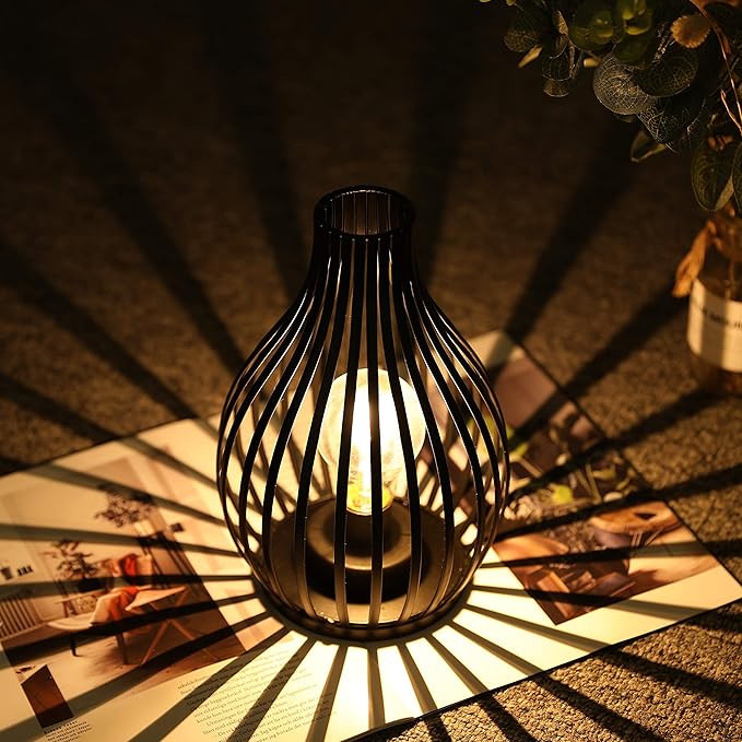 JHY DESIGN Decorations Table Lamp Battery Powered 9.5''High Vase Shaped Cordless Lamp with 6-Hours Timer Feature LED Light Decorative Room Battery Lamp for Indoor Table Garden Party