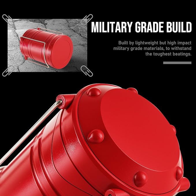 Lichamp LED Camping Lantern, 4 Pack Battery Powered Flashlight for Power Outages, Portable Collapsible Hanging Light Essential for Home, Outdoor, Emergency Lamp Survival Kit Gear for Hurricane, Red