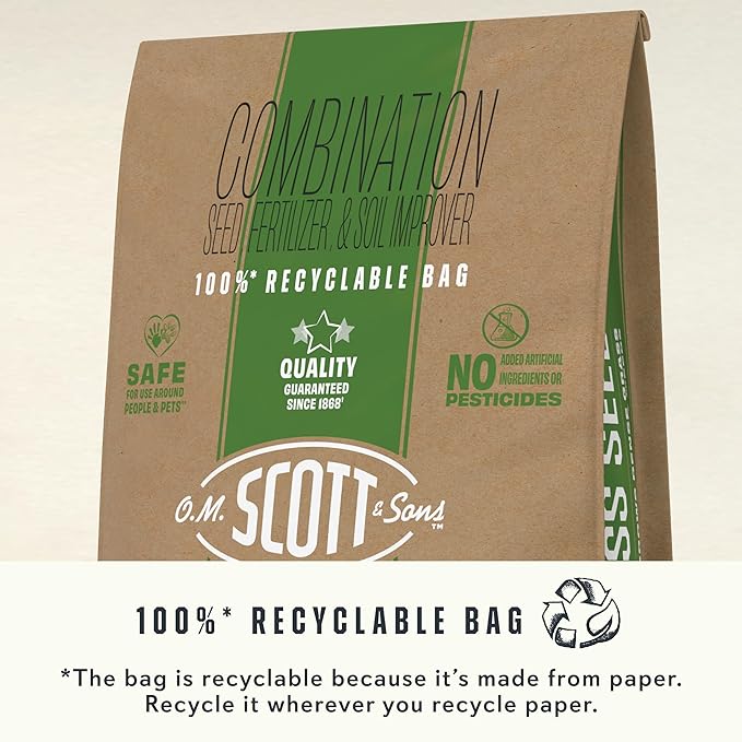 O.M. Scott and Sons Tall Fescue Blend Grass Seed, Fertilizer and Soil Improver, Naturally Crowds Out Weeds, Covers Up to 2,000 sq. ft., 8 lbs., 2-Pack