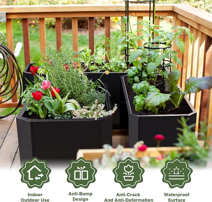 Steel Planter Box-36"x15"x15"-Large Rectangular Planter Indoor or Outdoor Black Matel Planter Box Commercial Residential for Patio Porch Deck Home Backyard