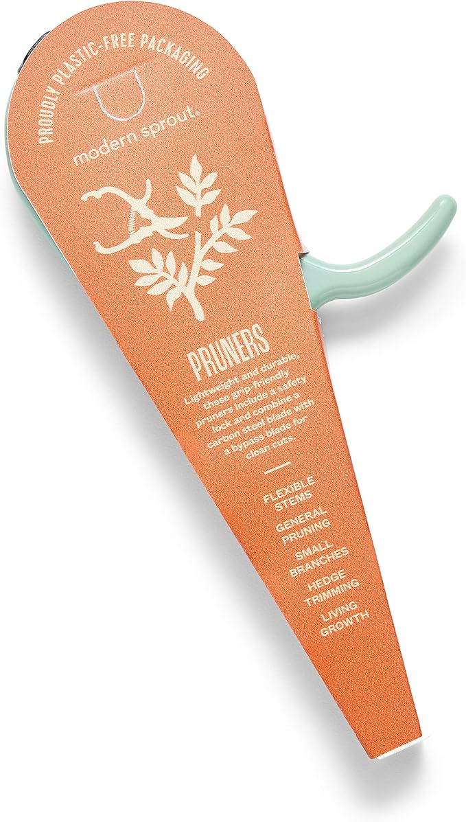 Modern Sprout Hand Pruners - Lightweight Pruning Shears W/Easy Lock- Gardening Scissors - Bypass Sharp Carbon Steel Blade - Rust Resistant - Garden Tools - Reusable Holster - Green