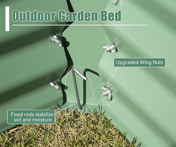 Domi Galvanized Raised Garden Bed, Outdoor Planter Garden Boxes Large Metal Planter Box for Gardening Vegetables Fruits Flowers, Green (8x4x1.5ft)