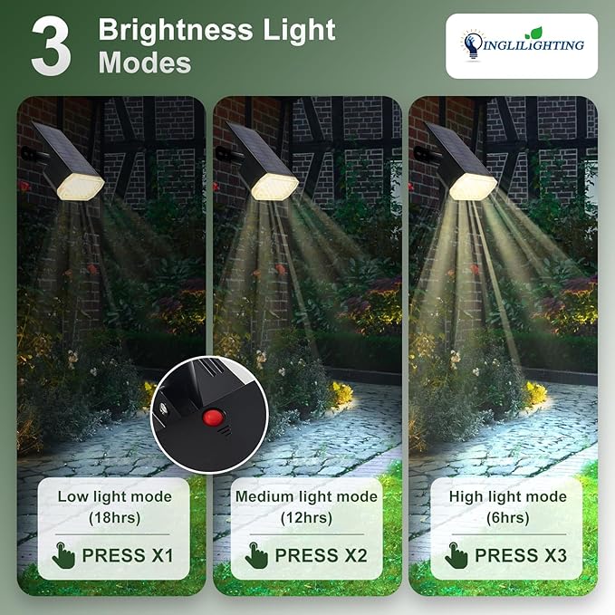 DINGLILIGHTING Waterproof Solar Lights Outdoor: IP65 Led Spot Light Decorations for Garden - 3 Lighting Modes Solar Powered for Yard - Dust to Dawn Uplighting Landscape Pathway Drive Patios 6PC Warm