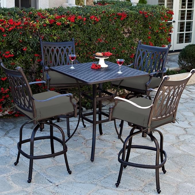 Favoyard Outdoor Chair Cushion 18.5 x 16 x 3 Inch Rainproof & 3-Year Fade Resistant Patio Furniture Cushions with Removable Cover and Adjustable Ties for Garden Sofa Couch Pads Set of 2, Dark Gray