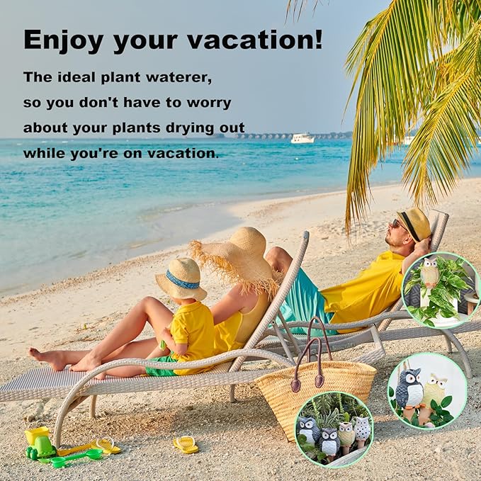 4-Pack Self-Watering Terracotta Spikes for Plants, Automatic Plant Watering Stakes, Keeps Plants Hydrated While You're Away, Ideal for Indoor & Outdoor Use (Owl Design)