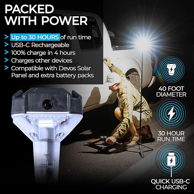 DEVOS - LIGHTRANGER 800 Mini Telescoping Camp Light, 4.5 Tall with 800 Lumens, Ultra Compact & Portable, Rechargeable LED Lantern, Up to 30-Hour Runtime, 1 Year Warranty, Includes Carry Case