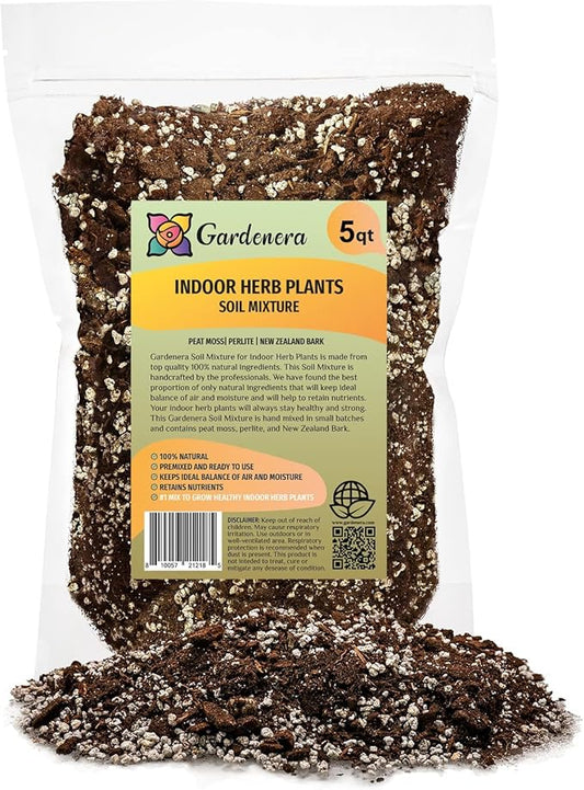 Soil Mixture for Indoor Herb Planters - Specially Blended Soil Mixture for Planting and Growing Indoor Kitchen Herbs Indoors, Indoor Herb Garden, Herb Growing Soil Mixture - 5 Quart Bag