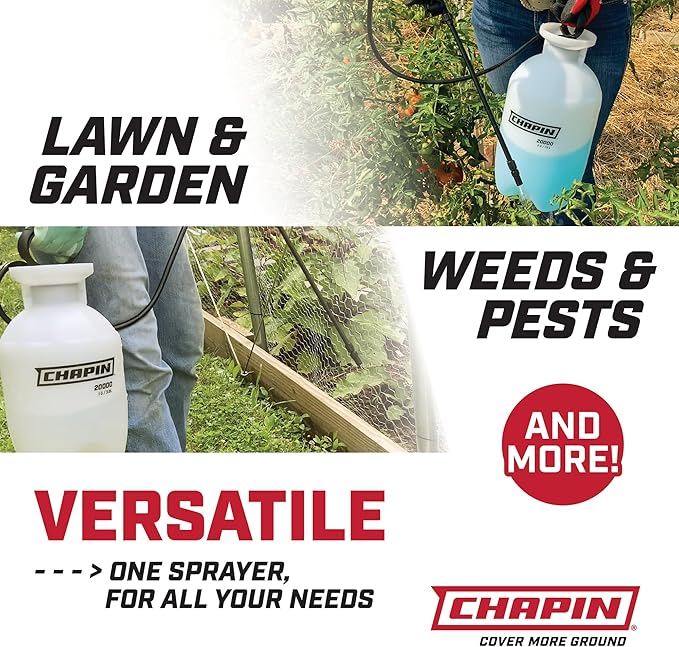 Chapin 22000 Made in USA Value Pack of 2 Units, 1 Gallon Lawn and Garden Pump Pressured Sprayer, for Spraying Plants, Garden Watering, Lawns, Weeds and Pests, Translucent White