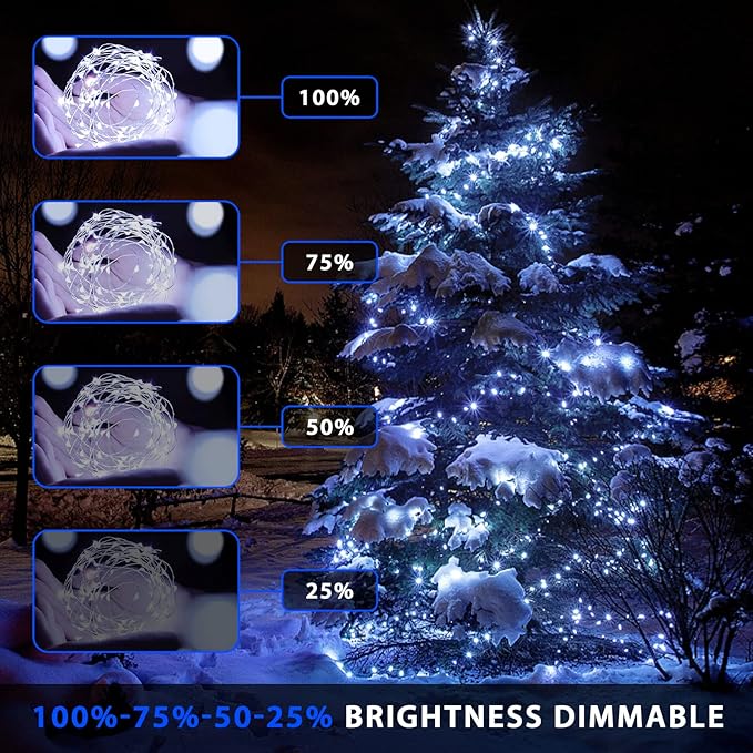 JMEXSUSS 2 Pack Solar Christmas Lights Outdoor Waterproof, 100 LED 33ft White and Multicolor Color Changing Solar Fairy Lights, Copper Wire Solar String Lights for Outside Yard Christmas Decorations