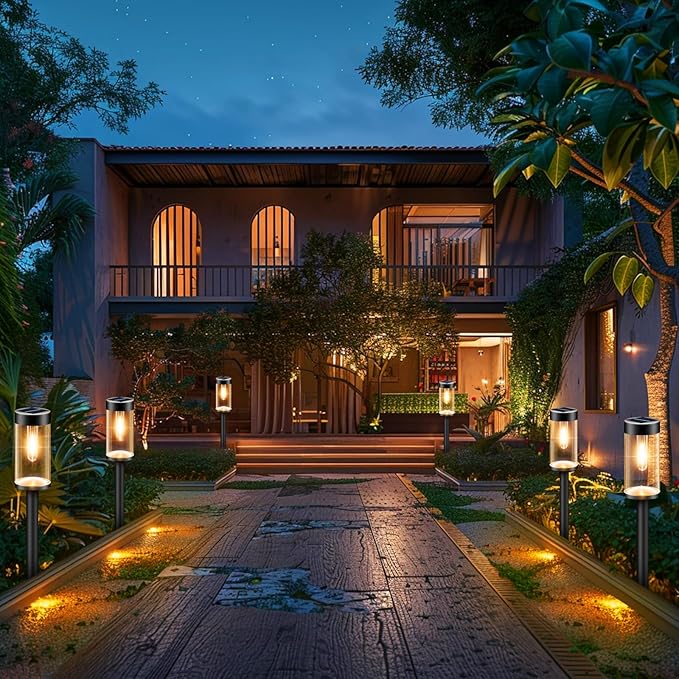 Woolmug Solar Pathway Lights, 12 Packs LED Solar Light Outdoor Waterproof, Auto On/Off Path Lights for Walkway Outside Yard Lawn Sidewalk Landscape(Warm White)