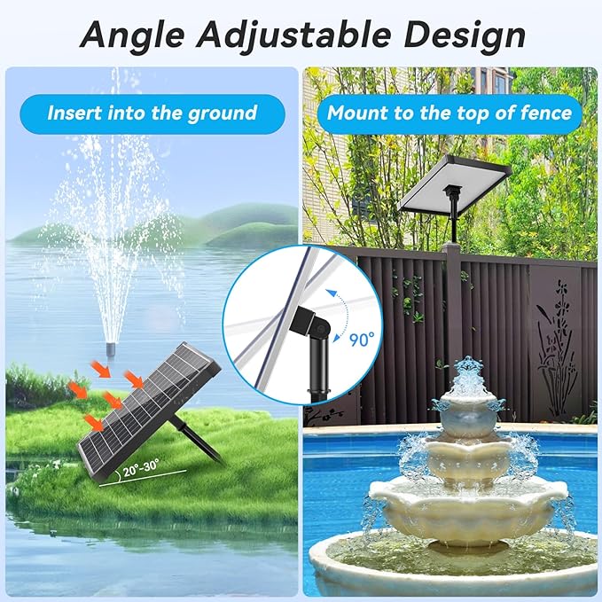 POPOSOAP 25W Solar Water Fountain Pump, Solar Water Pump with Flow Adjustable, Solar Pond Pump Pump with Dry-Run Protection & Diverter Valve for Ponds, Garden, Fish Tank, Waterfall, Hydroponics