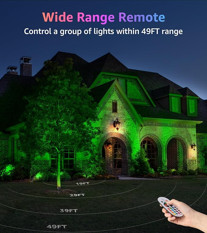 SUNVIE Christmas Spotlights Outdoor Spotlight 12W RGB Color Changing Landscape Lights 120V RGB Landscape Lighting Waterproof LED Spot Lights Outdoor Spotlight for Decorations Yard Garden Patio,4 Pack
