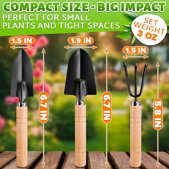 Mini Garden Tools - 3Pcs Indoor Plant Tools Set Indoor Gardening Tools Small Garden Shovel Mni Rake Small Gardening Tools Set Hand Rake Gardening Spade Gardening Supplies Indoor Garden Trowels