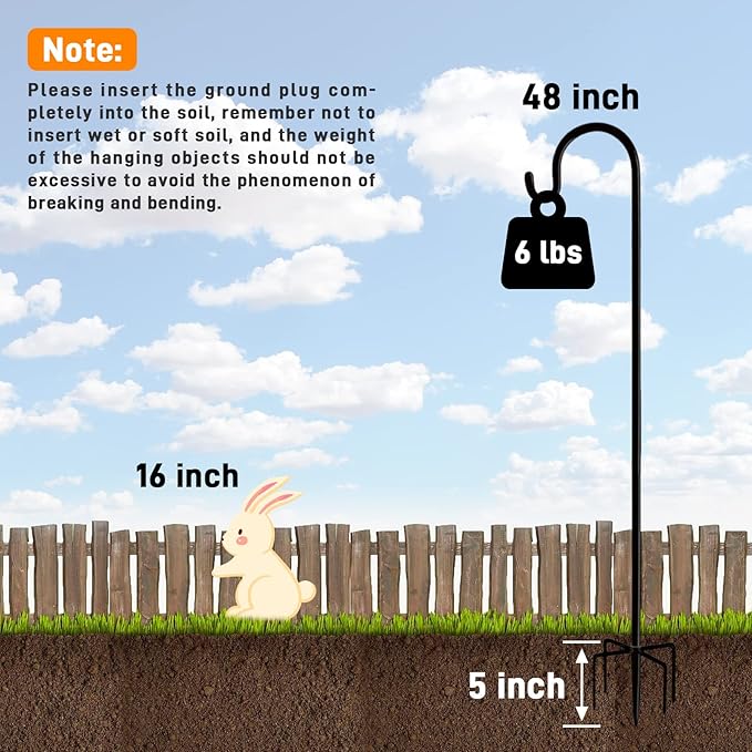 Shepherd Hooks Outdoor 48 Inches for Lanterns Heavy Duty Shepherd Stand Plant Hanger Yard Hooks for Solar Lights,Bird Feeder,Wedding,Mason Jar,Planter Pot,Adjustable Height