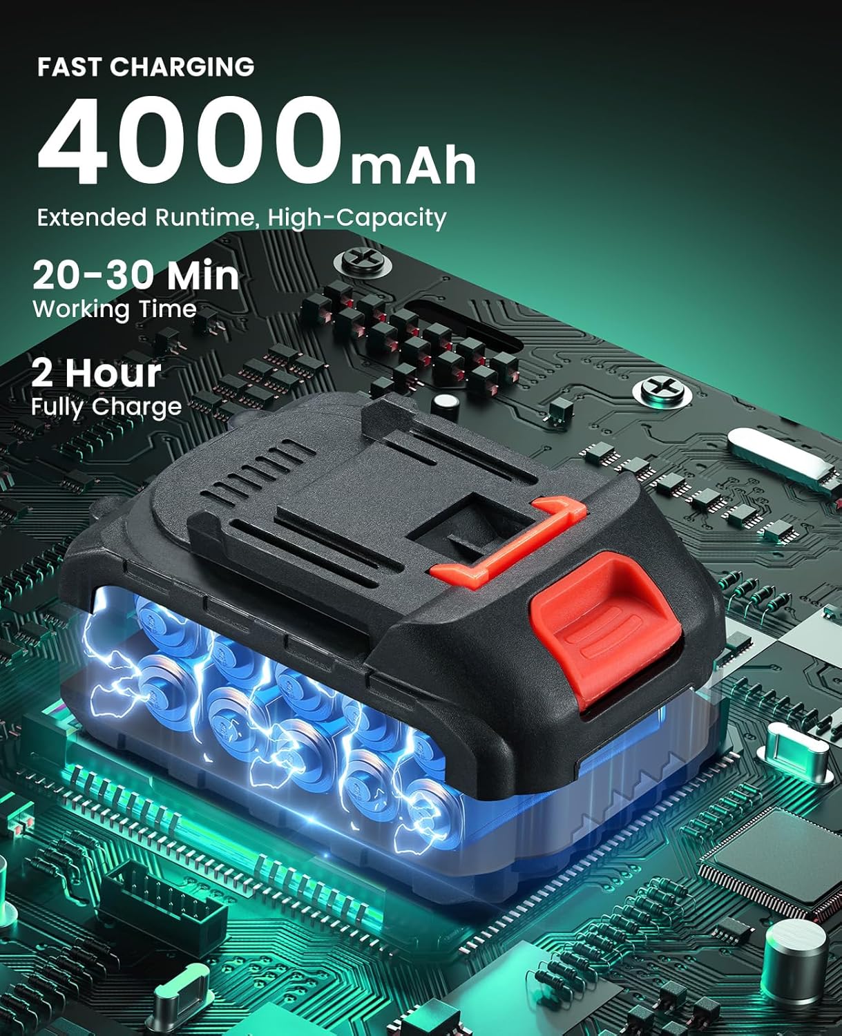 Electric Weed Wacker Cordless, Brushless Grass Trimmer with 21V 4.0Ah Batteries and Charger, 4 Types of Blades String Trimmer, Weed Eater Battery Powered with Shoulder Strap, Lawn Edger Tool