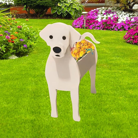 White Labrador Dog Planter Plant Pots,Cute Garden Dog Flower Planter,Dog Planters Birthday Gifts for Women,Office,Indoor/Outdoor Decor9.45 * 6.38 * 13.39in