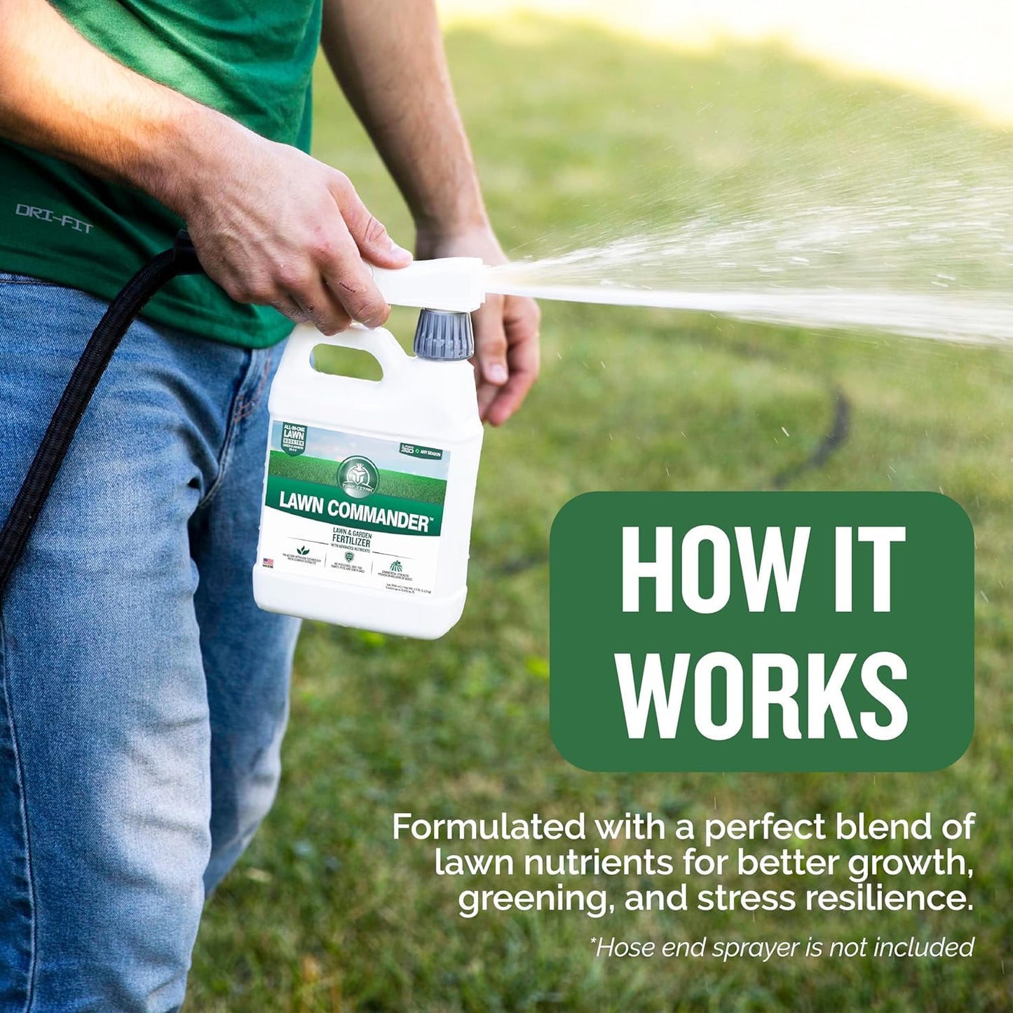 Turf Titan Lawn Commander – All-in-One Lawn Booster and Fertilizer (1 Gallon) – Peak Growth & Green Grass for All Seasons – Tri-Action Nitrogen Tech Fertilizer Concentrate – Covers up to 32,000 Sq Ft