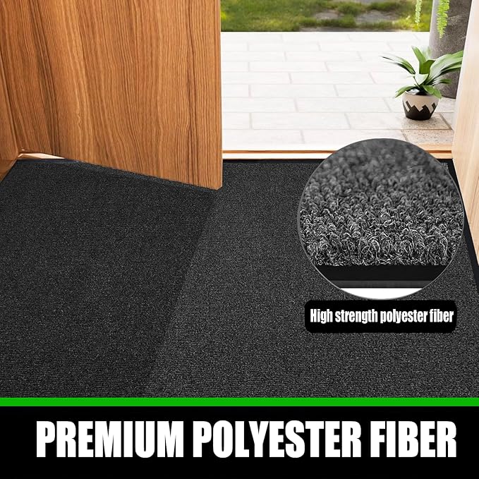 Commercial Grade Entrance Mat 3x6Ft Brush Step Entrance Rug with Striped Pattern&Rubber Border Indoor Outdoor Low Profile Rubber Entrance Carpet Mat for Hallway,Home,High Traffic Area