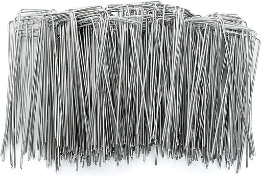 DAJAVE 200 Pack Landscape Staples 6 Inch, 11 Gauge Stakes Galvanized Garden Stakes, U-Shaped Garden Ground Stakes for Landscaping Barrier Fabric Irrigation Hoses Fixed Fences and Tents