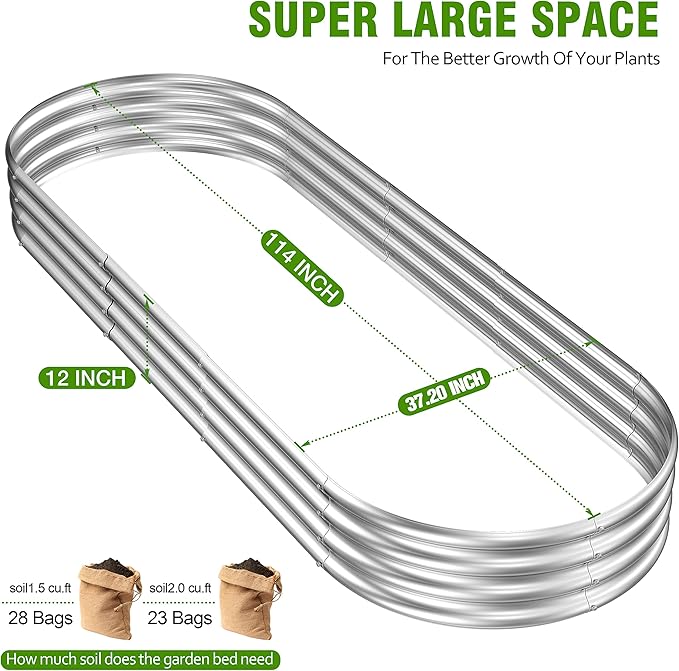 2 Pcs 9 x 3 x 1 FT Galvanized Steel Raised Garden Bed, Large Galvanized Steel Outdoor Planter Box for for Easy to DIY and Clean - Raised Garden Beds Outdoor for backyards, terraces and Balconies