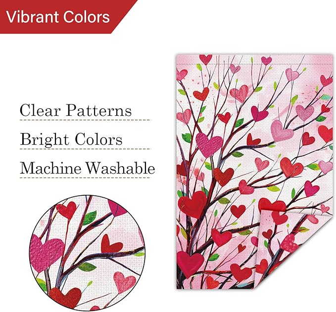 Louise Maelys Garden Flag Love Heart Tree 12x18 Inch Double Sided Welcome Small Burlap Spring Holiday Yard Outdoor Outside Home Decoration