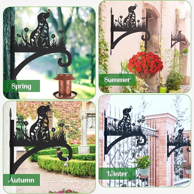 Plant Hangers Outdoor Heavy Duty Iron Decorative Dog Silhouette Plant Hooks for Hanging Baskets 11 inch Hanging Plant Bracket Wall Hooks for Flower Pot Lantern Bird Feeder Wind Chimes