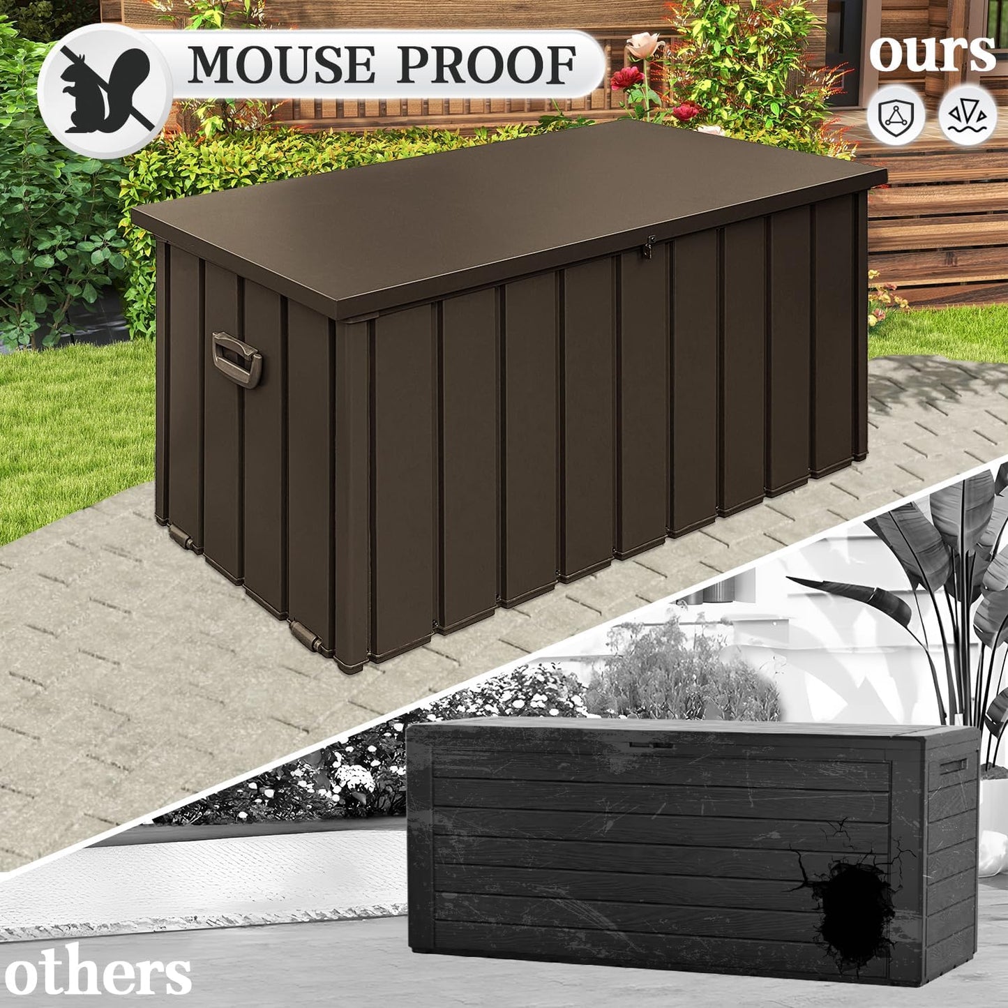 Domi 160-Gallon Outdoor Storage Box – Waterproof, Lockable Storage Cabinet for Patio Furniture, Garden Tools & Pool Supplies – Large Metal Storage for Cushions, Toys & More