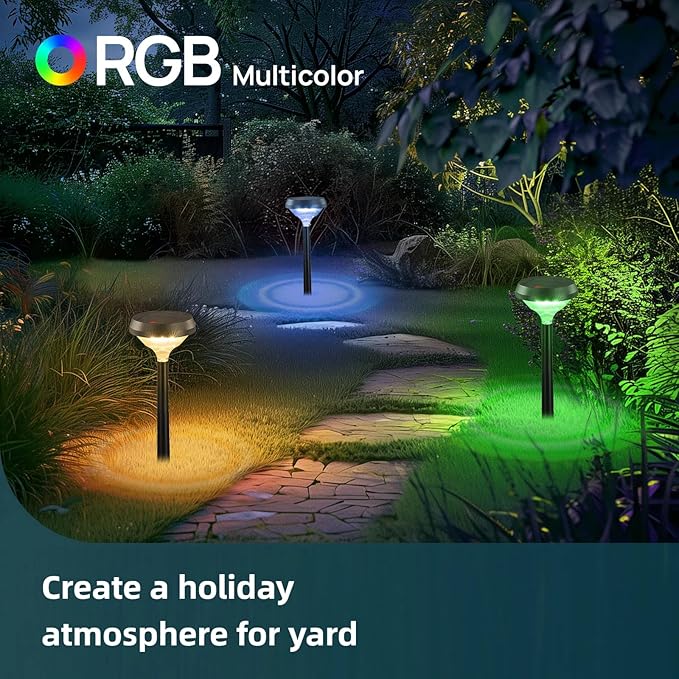 Linkind Solar Pathway Lights 8 Pack, Color Changing Halloween Decorations Outdoor Waterproof, Multicolor+Warm/Cool White Solar Lights for Walkway Pathway Yard Garden Landscape