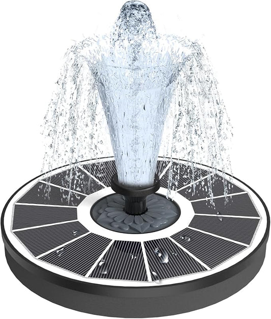 Solar Fountain Upgraded High Efficiency Glass Solar Panel, Solar Bird Bath Fountains with Flower No Battery,Solar Water Pump Fountain for Bird Bath Garden Small Ponds Outdoor Décor(White)