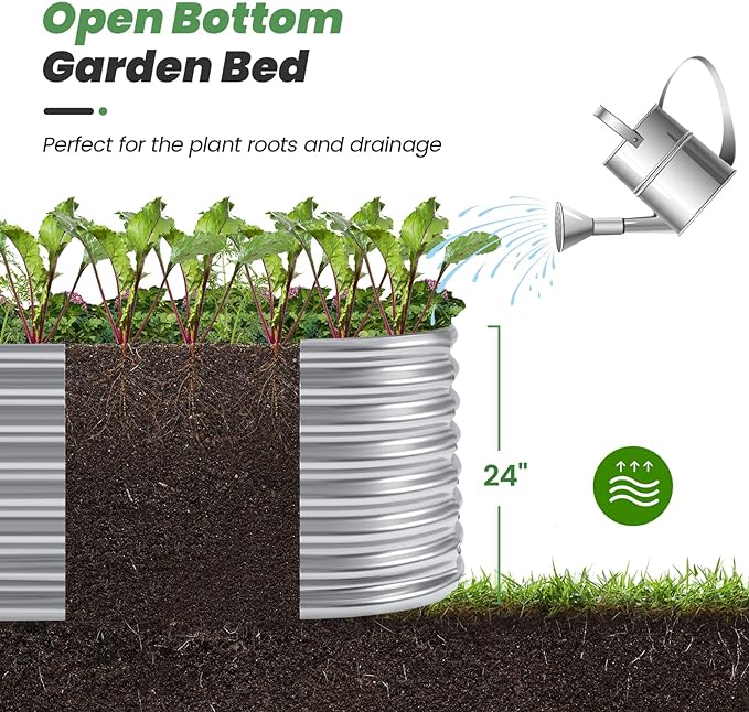 Land Guard 6×3×2ft Galvanized Raised Garden Bed Kit, Galvanized Planter Raised Garden Boxes Outdoor, Oval Large Metal Raised Garden Beds for Vegetables…