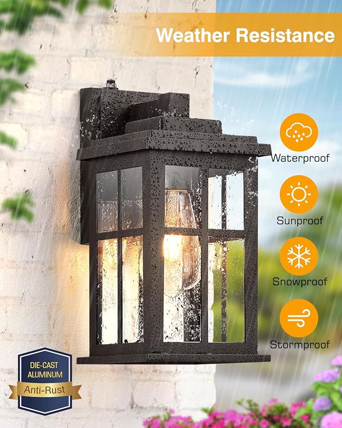 Bronze Outdoor Lights for House, Dusk to Dawn Exterior Lighting Fixtures, Outdoor Wall Lights for House, Garden, Entryway, Doorway, Anti-Rust, Waterproof, E26 Socket