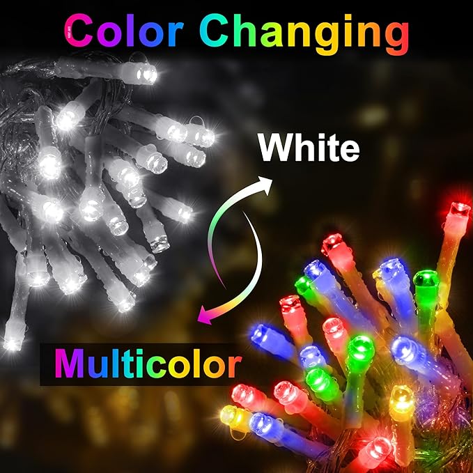 KNONEW 403ft 1000 LED Christmas String Lights Outdoor Color Changing 11 Modes Timer Fairy Light Plug in Waterproof Lights for Xmas Tree Yard Wedding Decorations (Cool White to Multicolor)