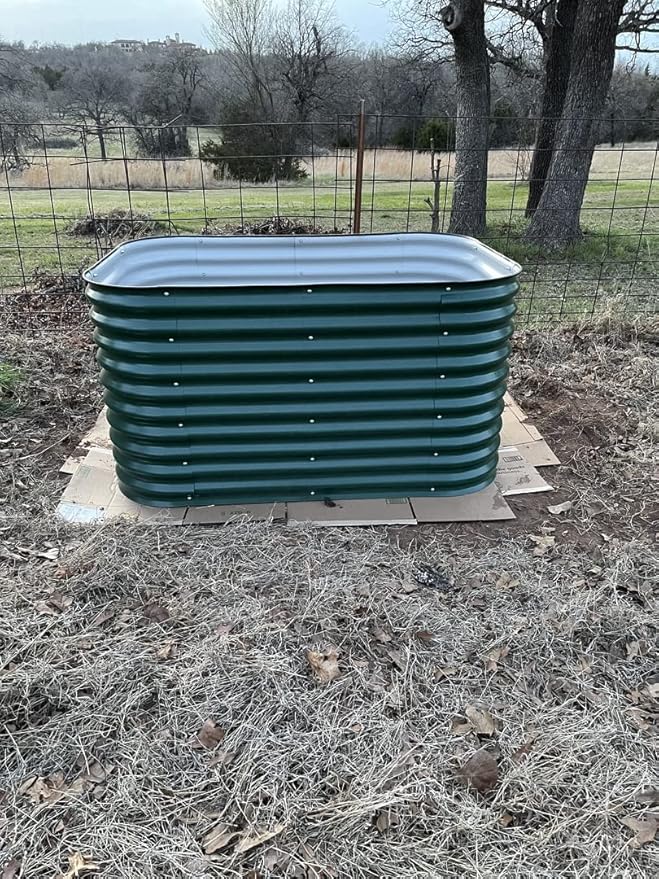 Vego garden 32" Extra Tall Raised Garden Bed Kits, 6 in 1 Modular Raised Planter Box for Vegetables Flowers Fruits Oval Metal Raised Garden-British Green