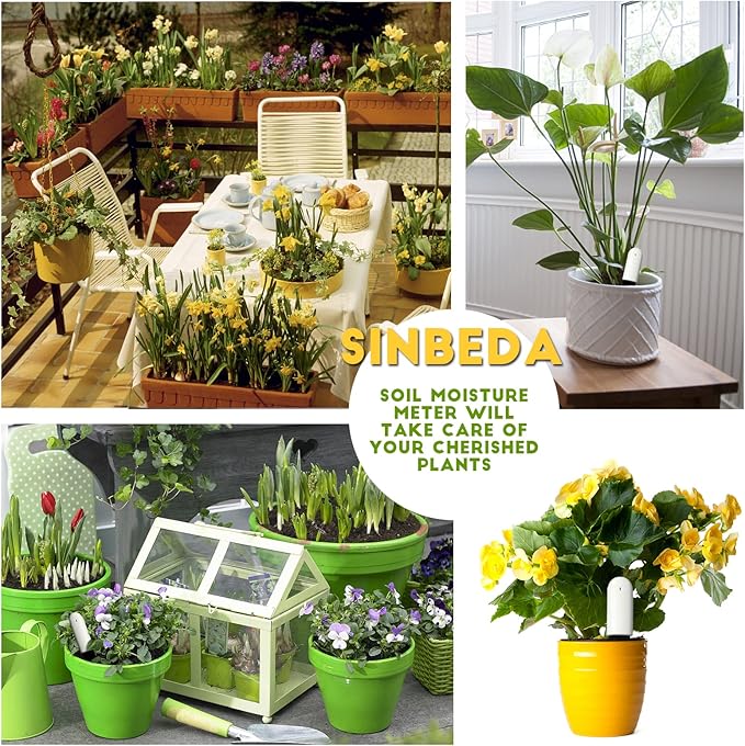 Soil Moisture Meter 4 in 1,Plant Water Monitor,Automatically detect Moisture/Temperature/Light/Fertility,Can Connect to Mobile Phone via Bluetooth,Hygrometer Sensor for Indoor Plants (2pc)